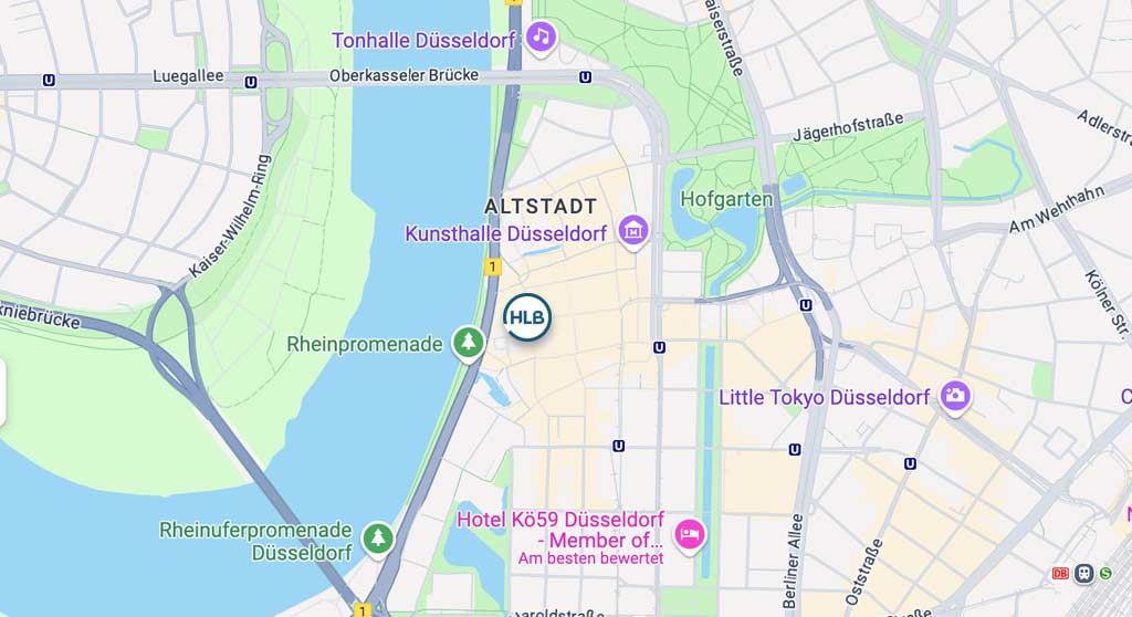 Anfahrtsskizze zu HLB Schumacher Ganteführer Düsseldorf